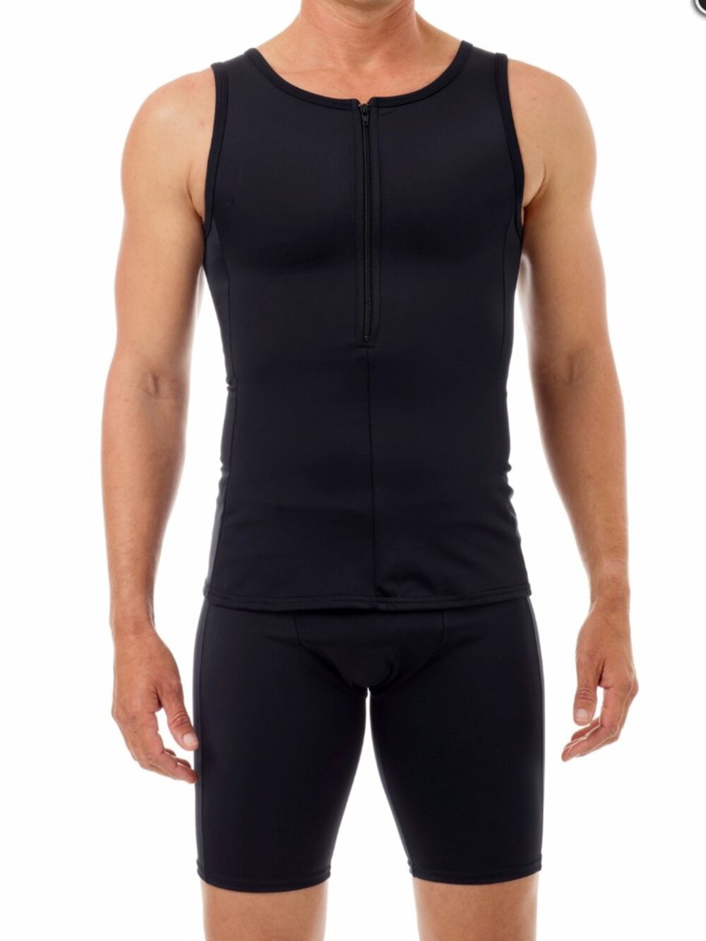 Underworks Gynecomastia Compression Sleeveless Swim Tank Shorts Black XL